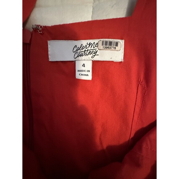 COLOR ME COURTNEY Red Coco Poplin Flirty Dress with Pockets‎ Women's SIZE 4 - Picture 9 of 13
